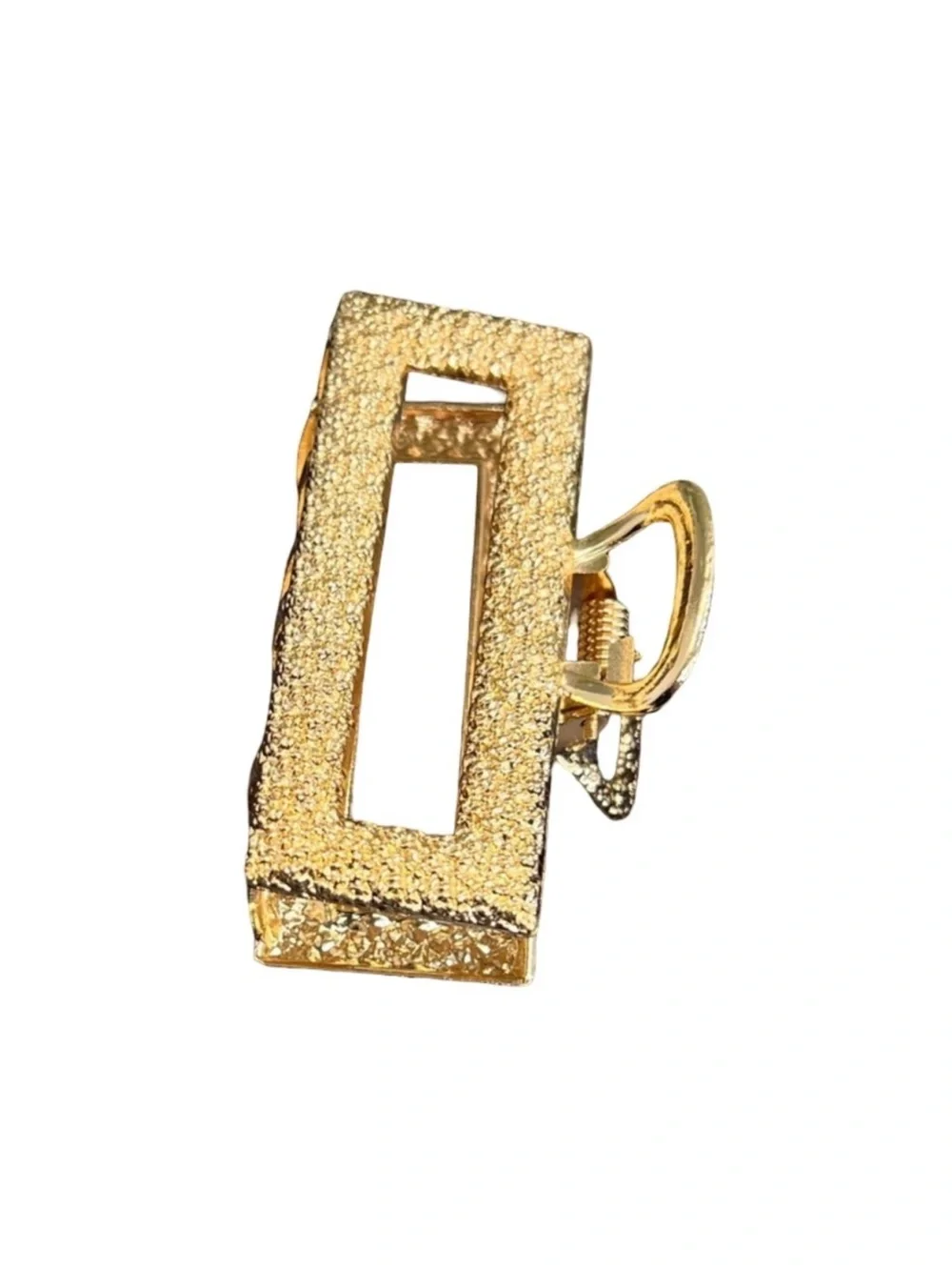 Gold Textured Rectangular Hair Clip - Women’s Hair Accessory FINAL PRICE DROP